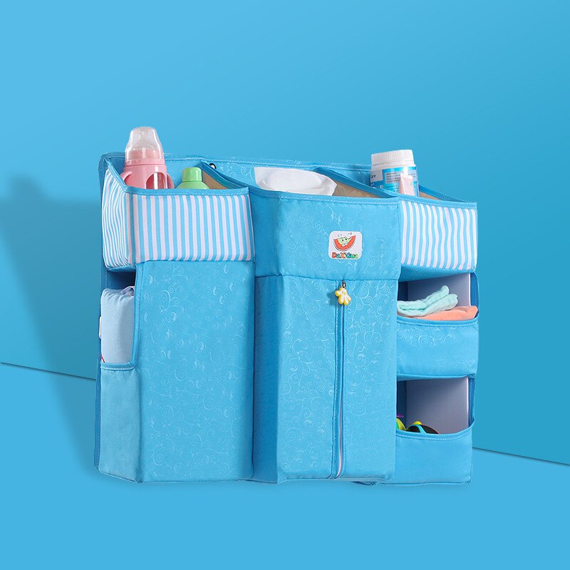 Bærbar baby krybbe arrangør seng hængende taske væsentlige ble opbevaring vugge taske krybbe sengelinned sengesæt ble hængende taske: Mørkeblå
