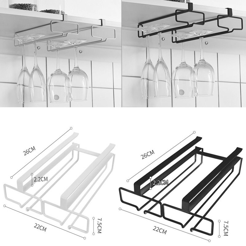 Rack under kabinet stilkglas vinglas holder opbevaringsbøjle metal arrangør til bar køkken