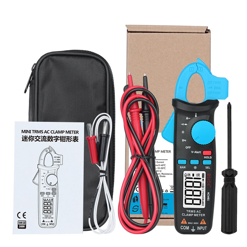 BSIDE Multimeter True Rms Clamp Meter Low Impedance DC Small Current 100A Available Auto Repair Clamp Multimeter Tester