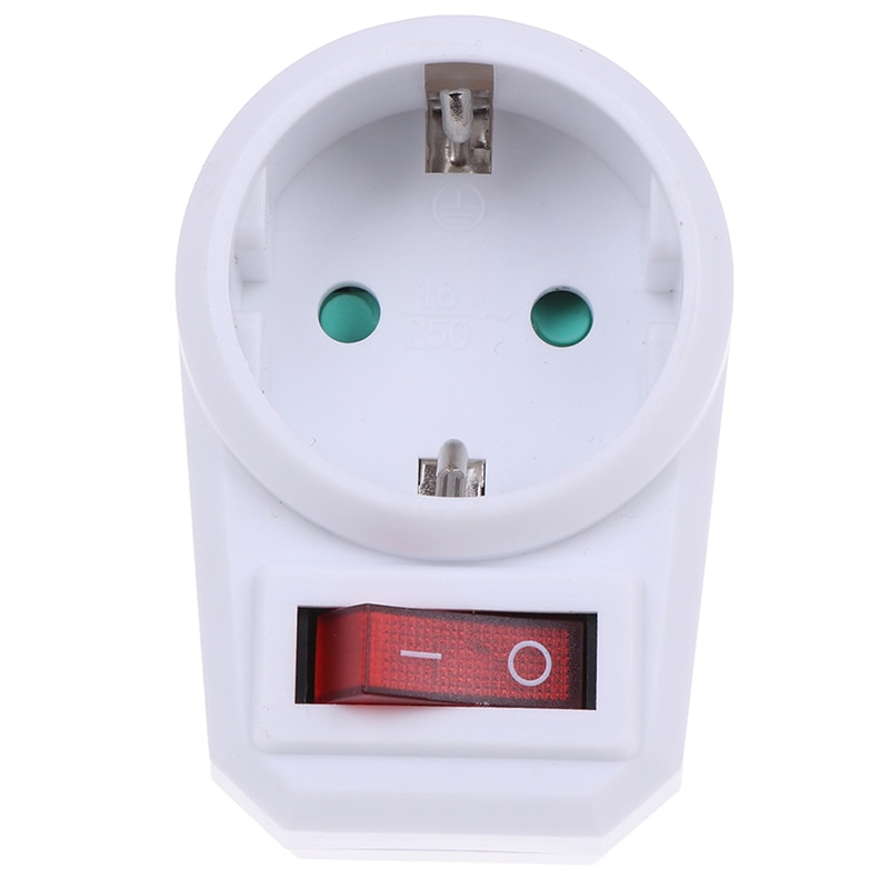 Europæisk type konverteringsstik med switch neon indikator 16a rejsestik 1 to 1 vejs eu standard strømadapter stik