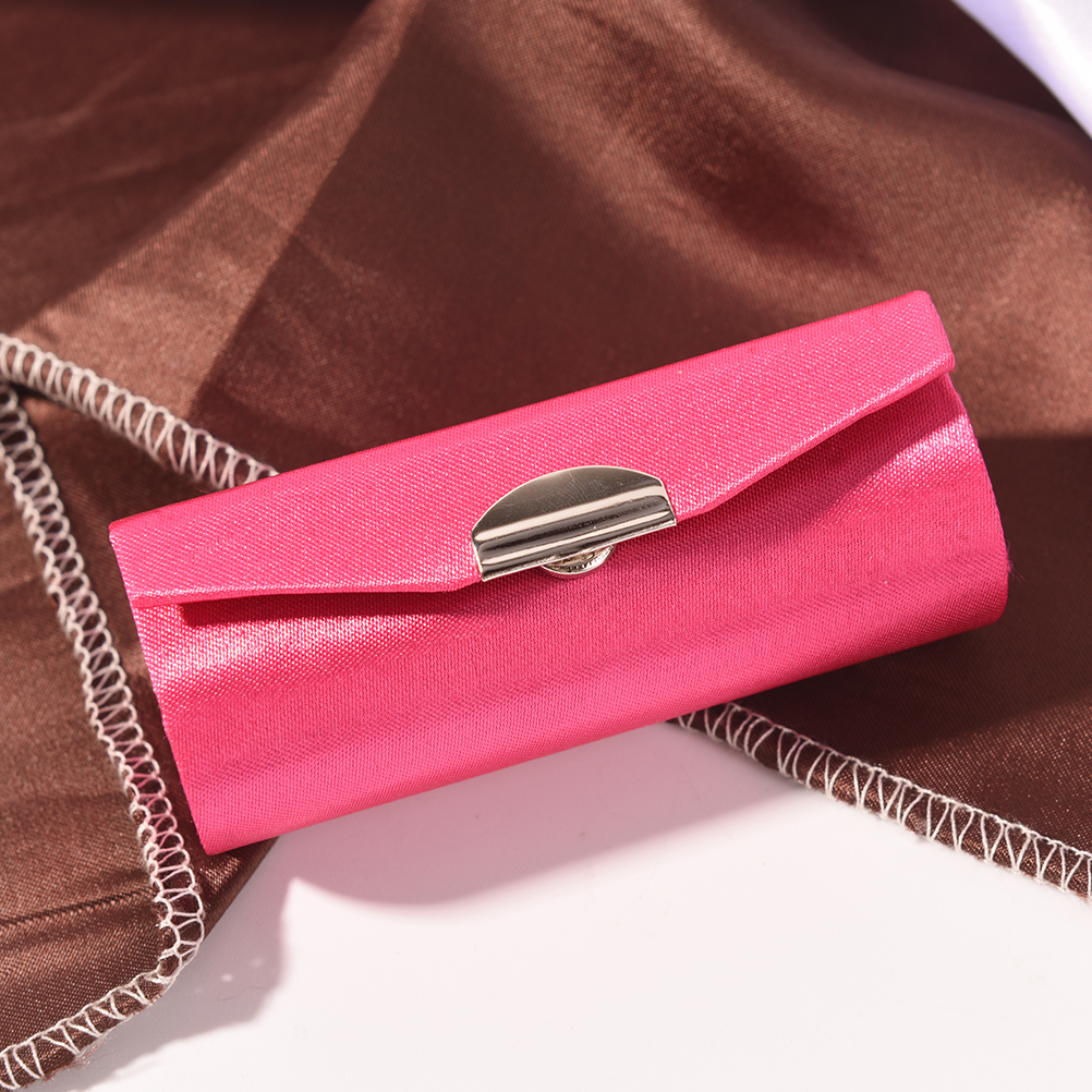 1 stk leppestiftveske retro brodert holder blomst med speil kosmetiske poser 6 farger: Rosa