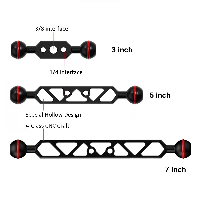 Dslr Camera Dual Kogelgewricht Arm Verstelbare Hoek Monitor Beugel Licht Grip Connector Camera Fotografie Duiken Accessoires