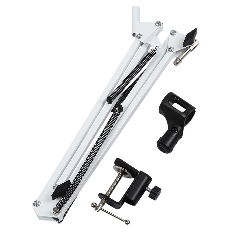 NB35 Extendable Recording Microphone Holder Suspension Boom Scissor Arm Stand Holder with Microphone Clip Table Mounting Clamp