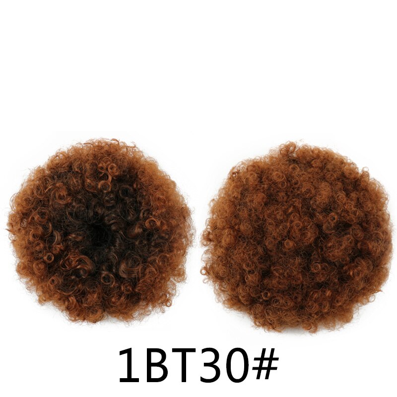 WonderLady Ombre Afro Ponytail Synthetic Puff Curly Chignon Drawstring Ponytail Hairpiece Hair Bun Extension Updo Short Large: T1B/30