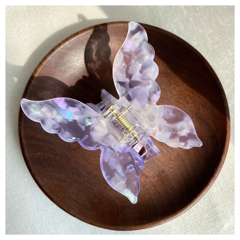 1 pieza Súper Hada estilo colorido mariposa Clip de pelo sirena Ji Grab Clip accesorios para el cabello disco agarre de pelo Clip de acetato