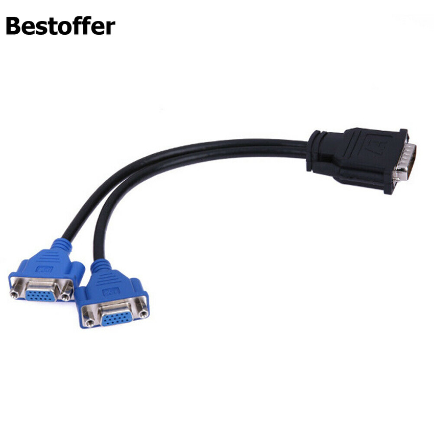 DMS-59 Pin Male to Dual VGA Female Y Splitter Video Card Adapter Cable 25CM