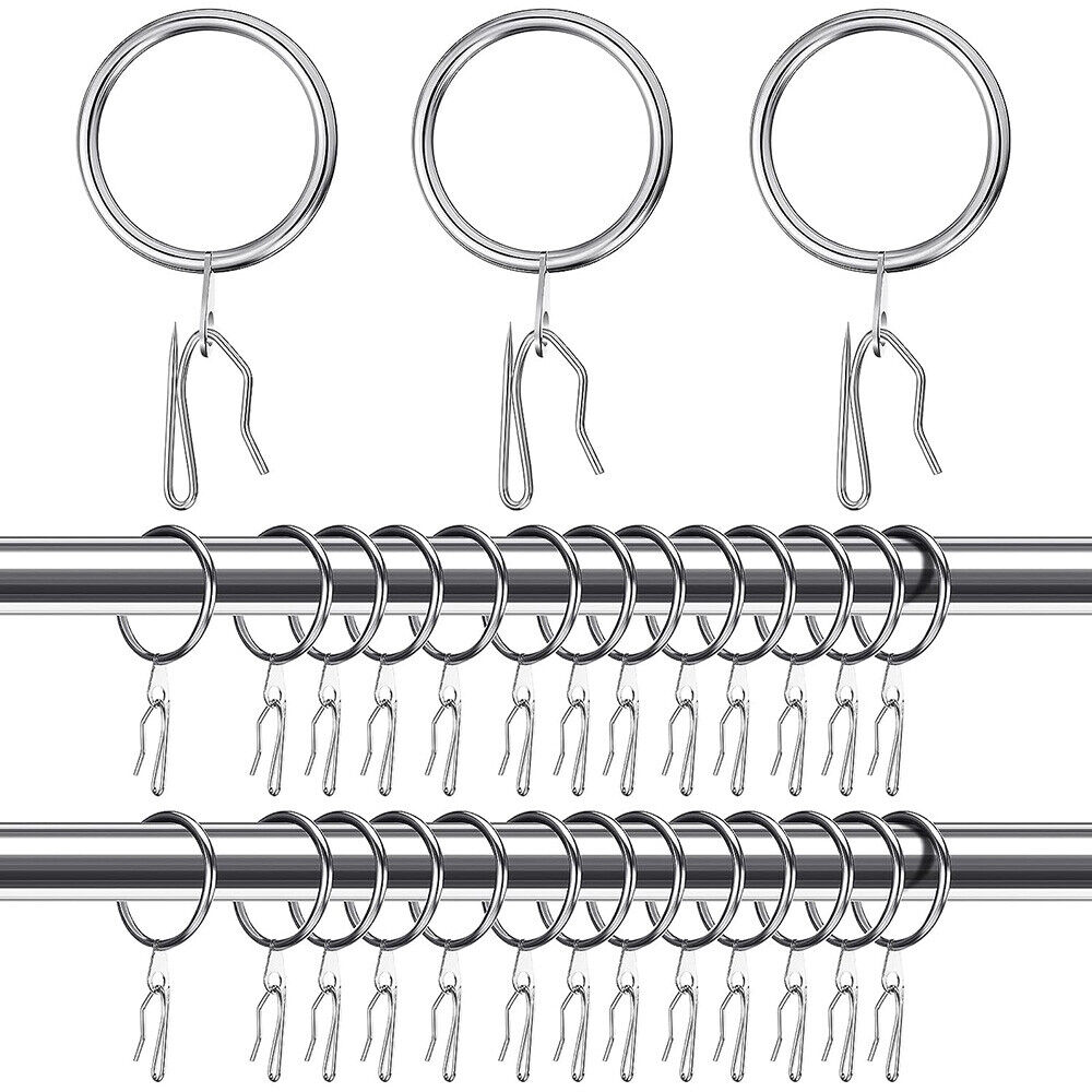 50 set gardinkrokar med veck, ringveck, metallkrokar med nypveck