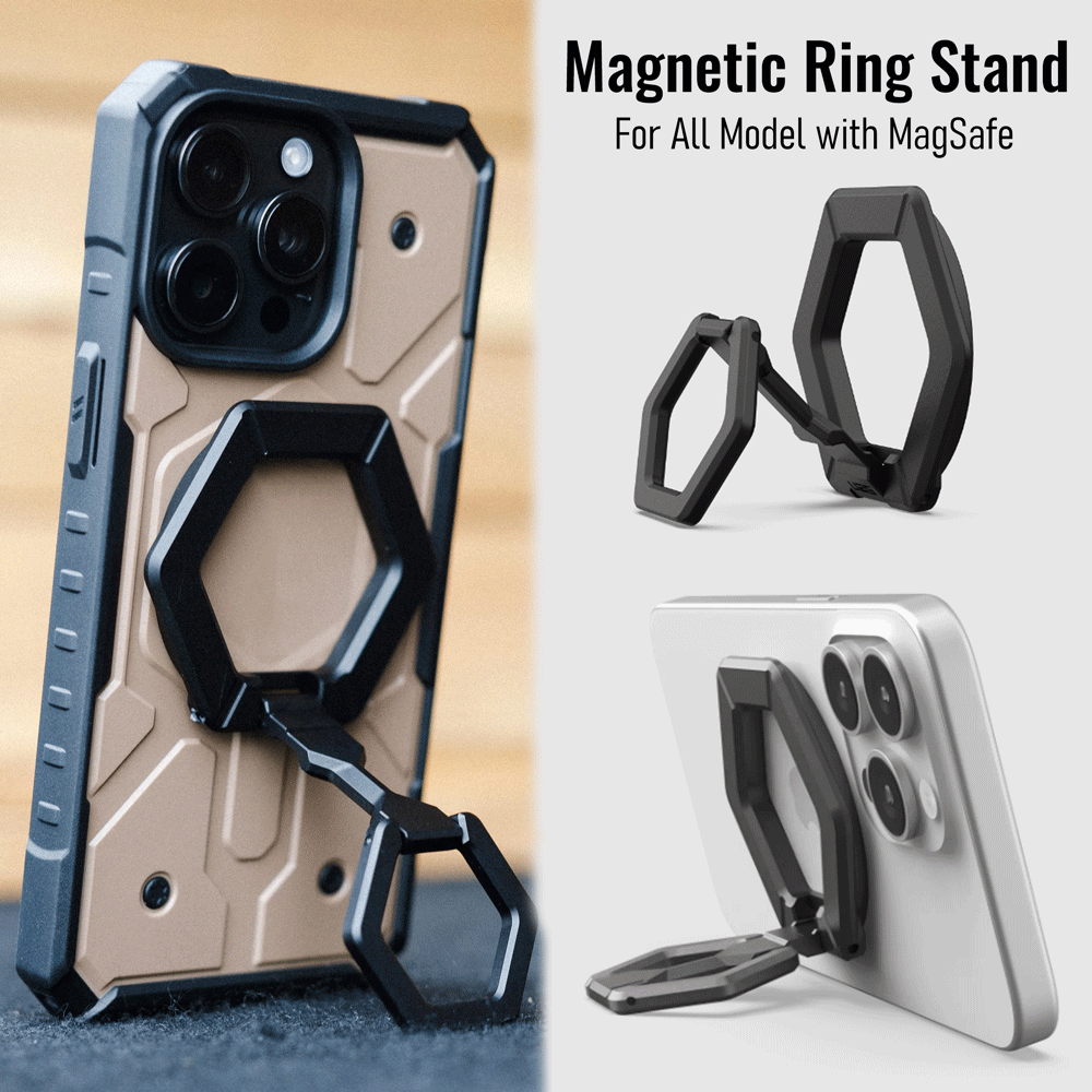 Magnetic Ring Stand for iPhone 16/15/14/13 Pro Max, Removable 360° Rotating Ring Grip & Kickstand for Galaxy S24/S23