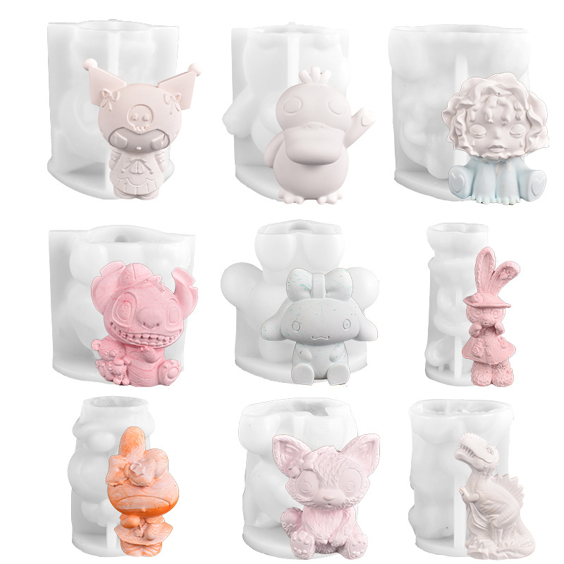 3D Cartoon Animal Candle Silicone Mold for Handmade Chocolate Decoration Gypsum Aromatherapy Soap Resin Candle Silicone Mould