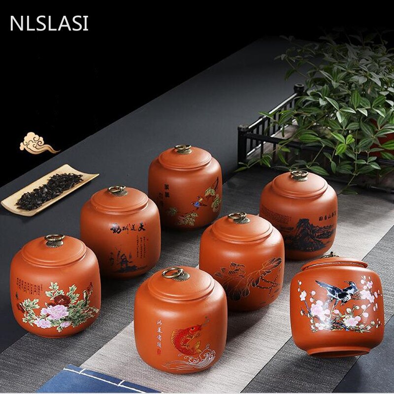 Chinese Purple Clay tea jar Tieguanyin containers travel tea bag storage box Portable Sealed porcelain tea caddy spice organizer