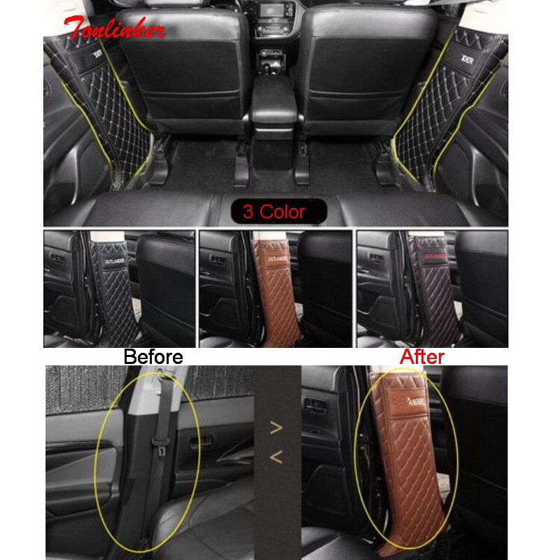Tonlinker Cover Stickers Voor Mitsubishi Outlander Auto Styling 2 Stuks Pu Leather Seat Belt B-stijl Anti-Vuil pad Cover Stickers