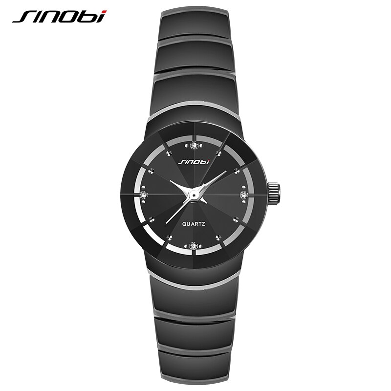Sinobi merk paar schrijf horloge zwarte kleur armband sluiting quartz polshorloge voor dames en heren: Zwart voor dame