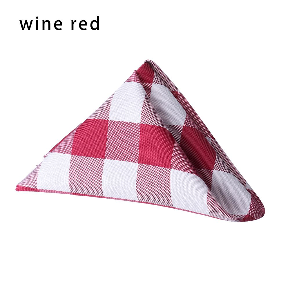 48 × 48Cm Classic Tafelblad Servet Vierkante Servetten Plaid Doek Servetten Bruiloft Diner Decor Levert Keuken Tafel Decoratie: wine red