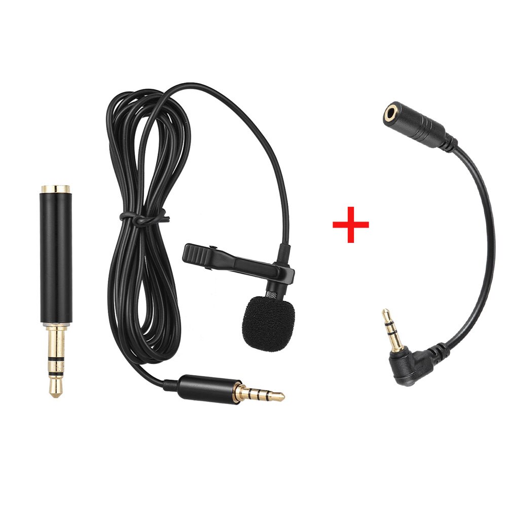 Andoer EY-510A Mini Draagbare Clip-On Revers Lavalier Condensator Microfoon Bedrade Microfoon Voor Dslr Camera Voor Iphone Ipad Android: With Adapter Cable 1