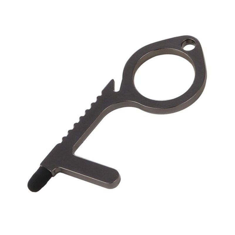Edc Antibacterial Door Handle Anti-epidemic Key Chain Anti-contact Tool To Open The Door Press Elevator Protective Portable Door: gun black 3