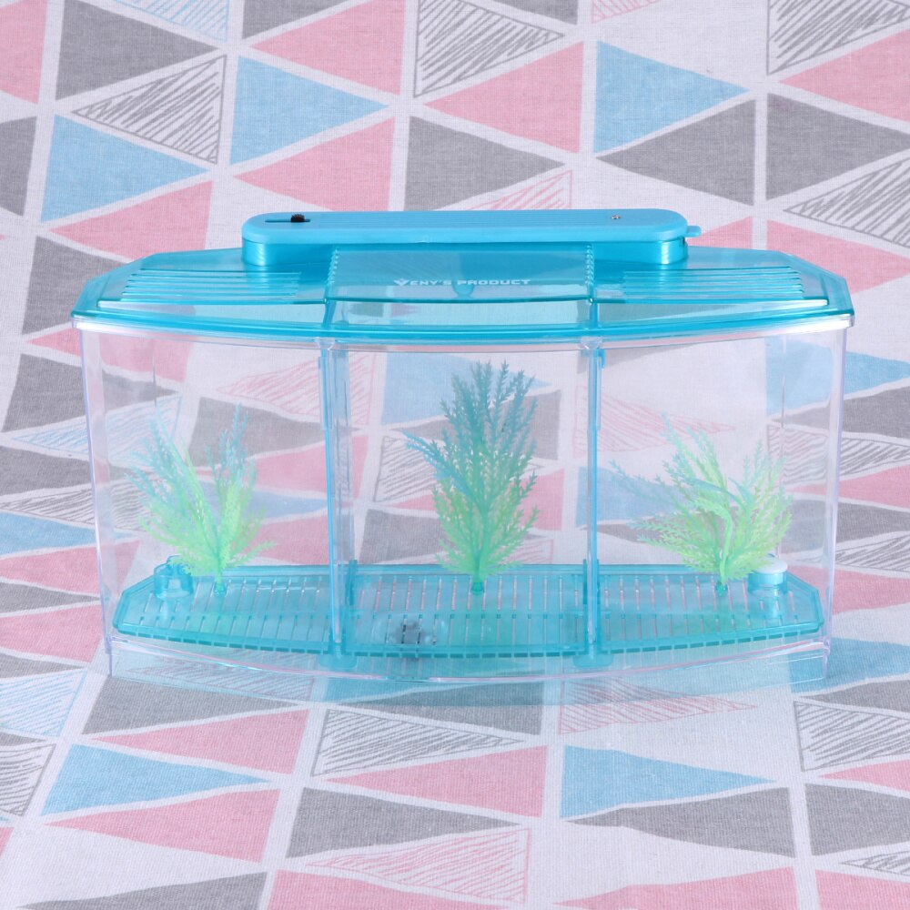 Mini Fish Tank Self-Cleaning Desktop Mini Ecological Goldfish Tank Square Hatching Seedlings Aquariums for Home Shop (Purple)