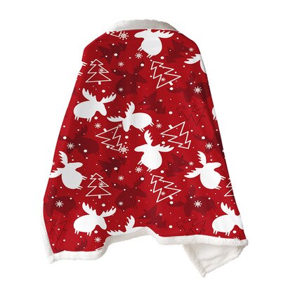 Christmas Printed Women Poncho Double Blanket Cloak Lazy Blanket Multifunction Magic Throw Blanket Air Condirioning Thick Shawl: 6