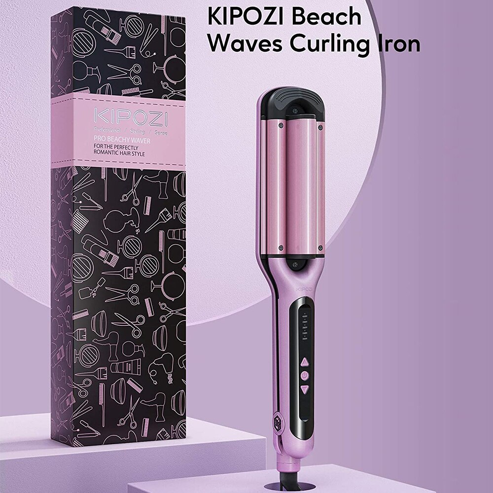 KIPOZI KP-JFB280 Professiona Beauty Beach Waves Curling Iron U-Shaped Ceramic Barrel Locking Button Dual Voltage Salon Hair Tool