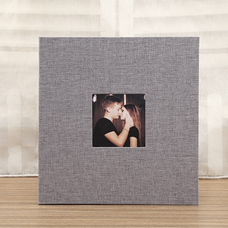 Diy linnen fotoalbum plakfolie handgemaakt plakboek zelfklevend trouwalbum geheugenfoto-opslag minnaar s 20 pagina's: Lichtgrijs