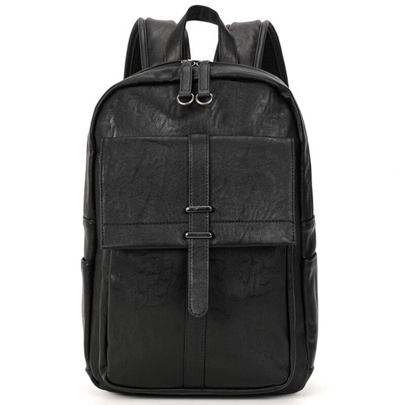 Vicuna polo unisex leren rugzak voor heren, eenvoudige, effen zwarte, zachte leren reis-laptoprugzak, mochila hombre: Default Title