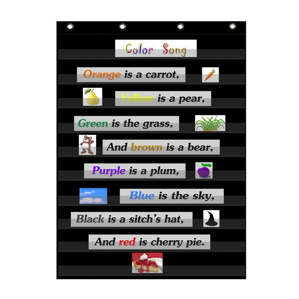 Godery Standard Pocket Chart Teacher's Friend Durable Classroom Pocket Chart ideal for all kinds of classroom uses: Black