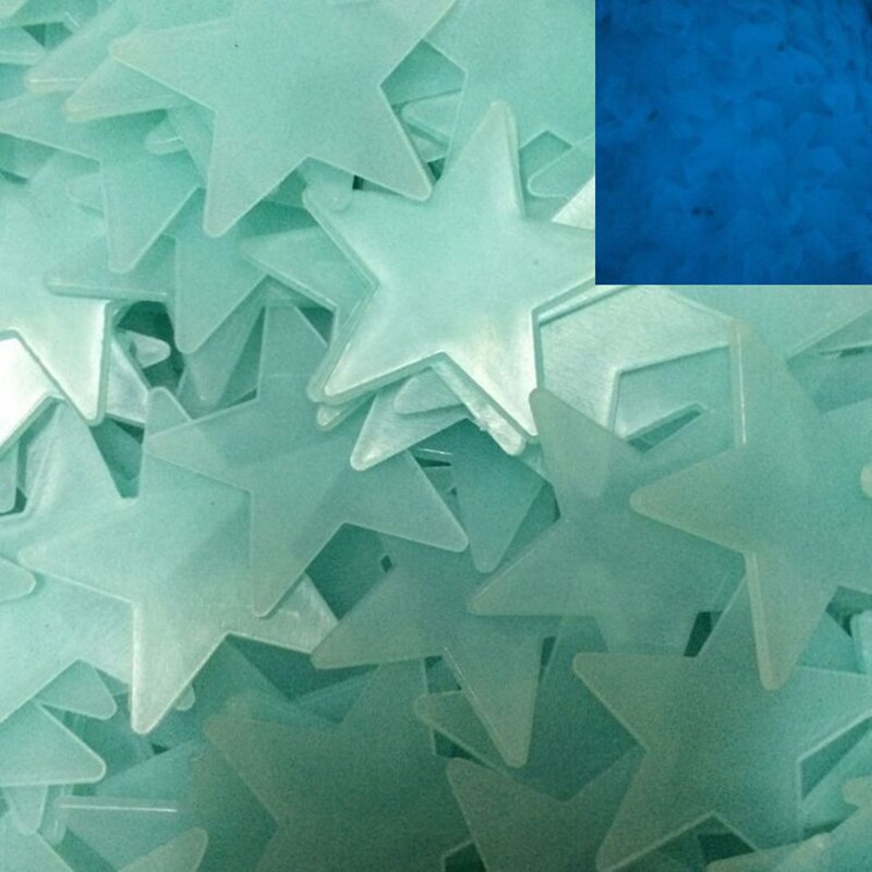 100PCS Phosphorescent Star Wall Stickers Luminous Fluorescent Wall Decals Stars Glow Stickers Luminous In Dark Night