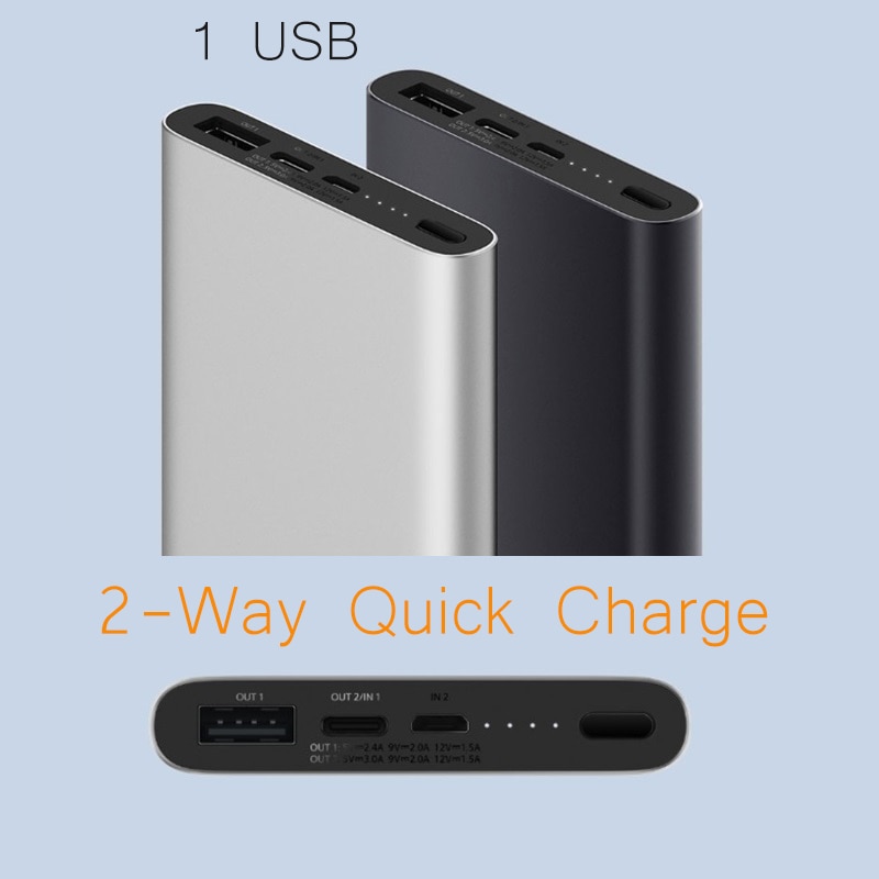 Xiaomi Mi Power Bank 3 10000 mAh External Battery portable charging Quick Charge 10000mAh Powerbank Supports 18W Charging