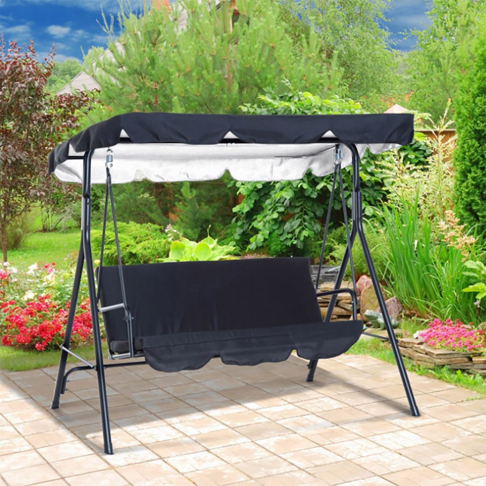 Swing Chair Cover Cushion Garden Patio Seat Replacement Outdoor 3 Seater Hammock Waterproof Dustproof Pads