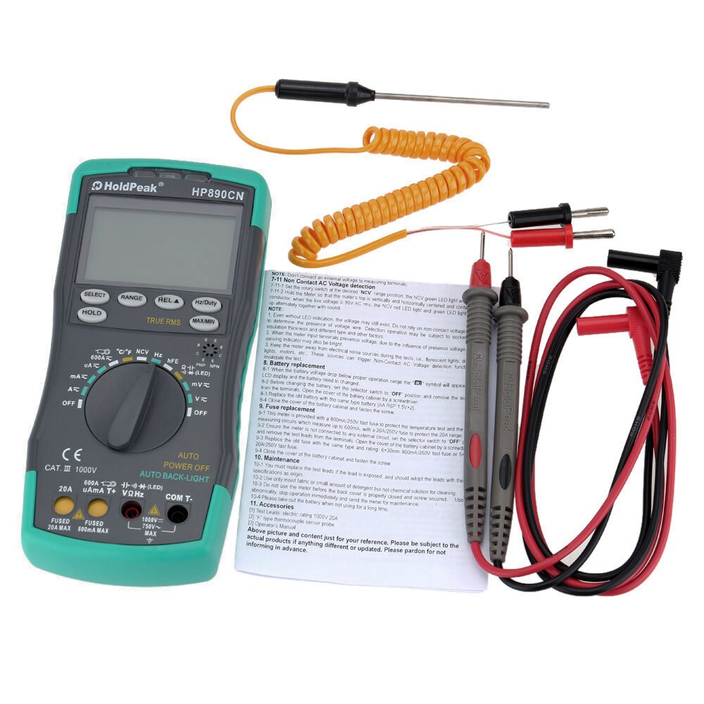 HoldPeak HP890CN Stable LCD Digital Multimeter DC AC Voltage Current HP-890CN Temperature Meaurement Auto Range