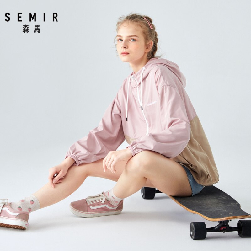 Semir pullover jacka kvinnor höst brev broderi lös oversized lös casual huvjacka för utomhusbruk