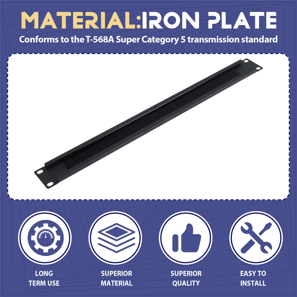 1Pcs 1U 19Inch RACK MOUNT Blanking Plate Rack Mounting Blank Network Brush Panel Server Cabinet Cable Management