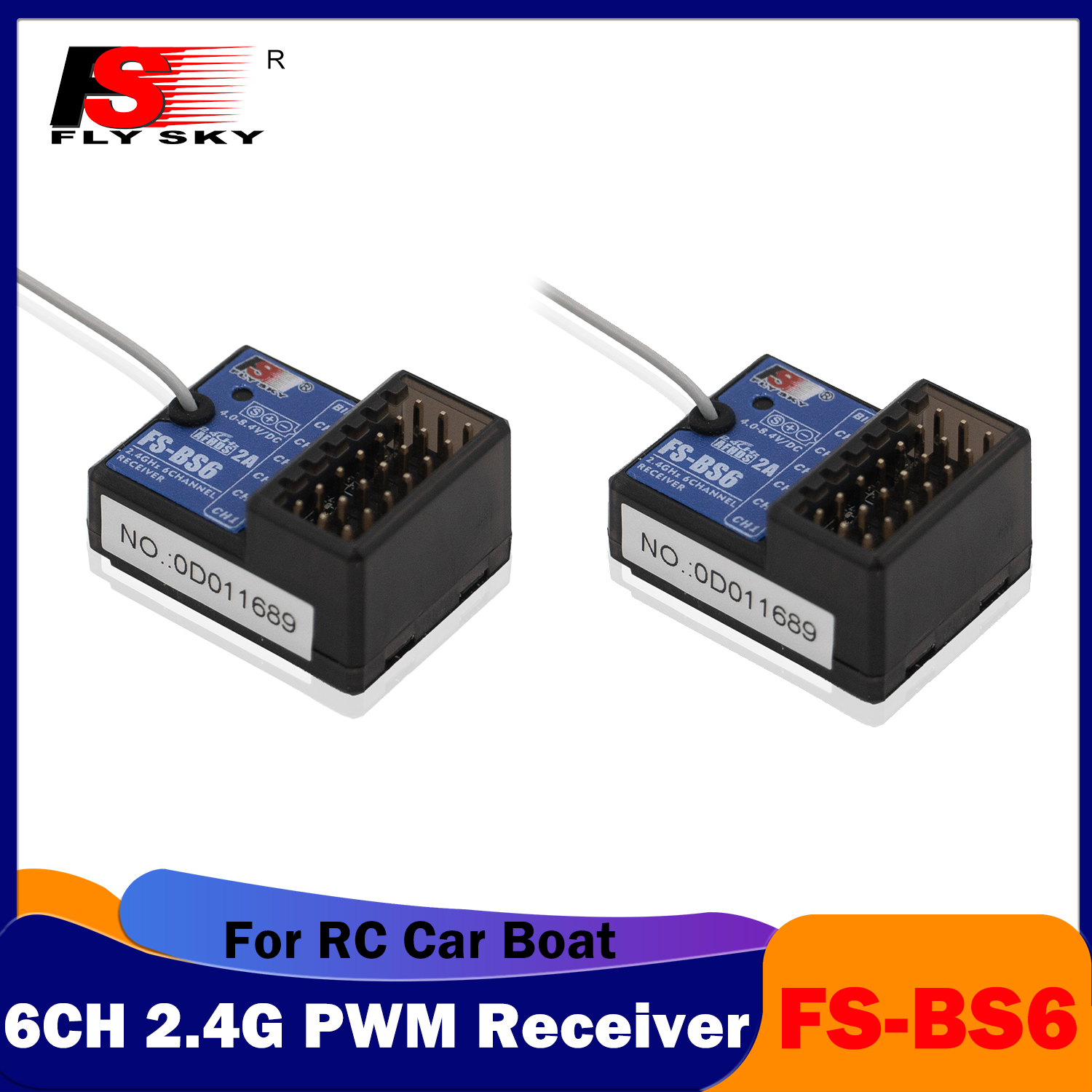 FLYSKY FS-BS6 6CH 2.4G PWM Receiver Radio System for FS-GT5 Remote Controller Transmitter RC Vehicles Crawler Car Boats Tank Toy