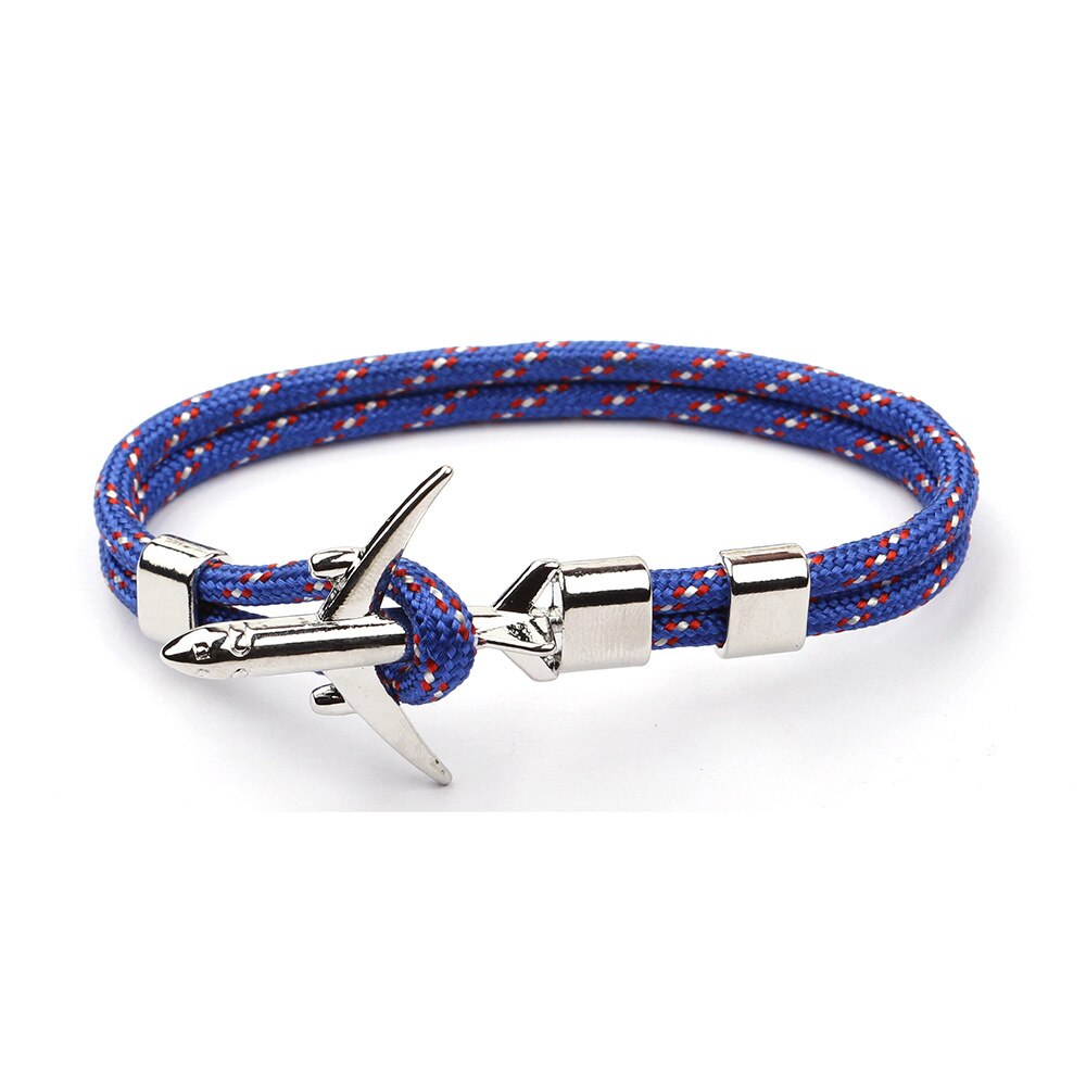 Gevlochten Armbanden Mannen Charm Rope Chain Vliegtuig Anker Armband Mannelijke Vrouwen Air Vliegtuig Stijl Gevlochten Armband Sport Haak: 14