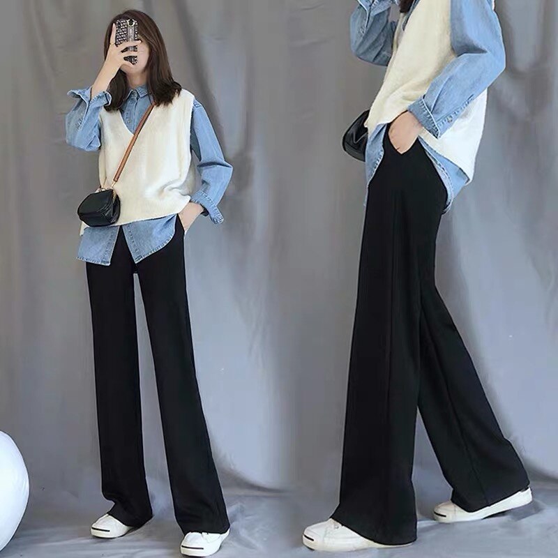 311 frühling Schwarz Mutterschaft Gerade Hosen Elastische Taille Bauch Hosen Kleidung für Schwangere Frauen verlieren Schwangerschaft Schlauch