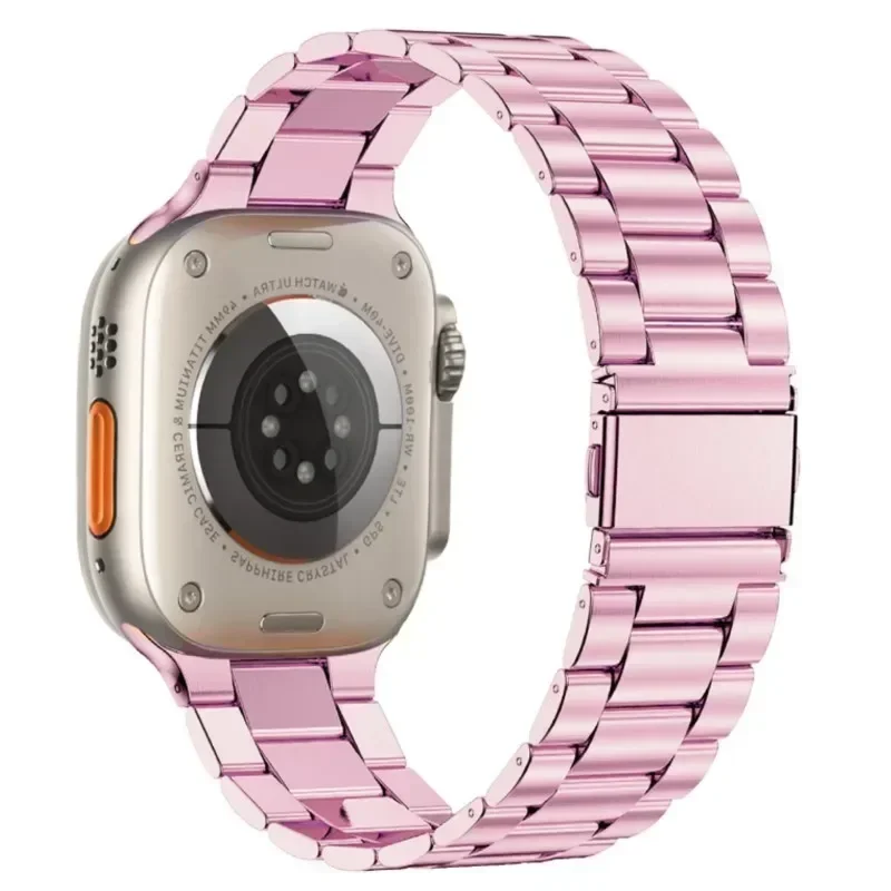 Rustfri stålrem til apple watch-rem 44mm 45mm 38-42-40-41mm metalledarmbånd iwatch-serie 10 8 7 6 5 4 3 se ultra 49m: Olivenflager / 22mm