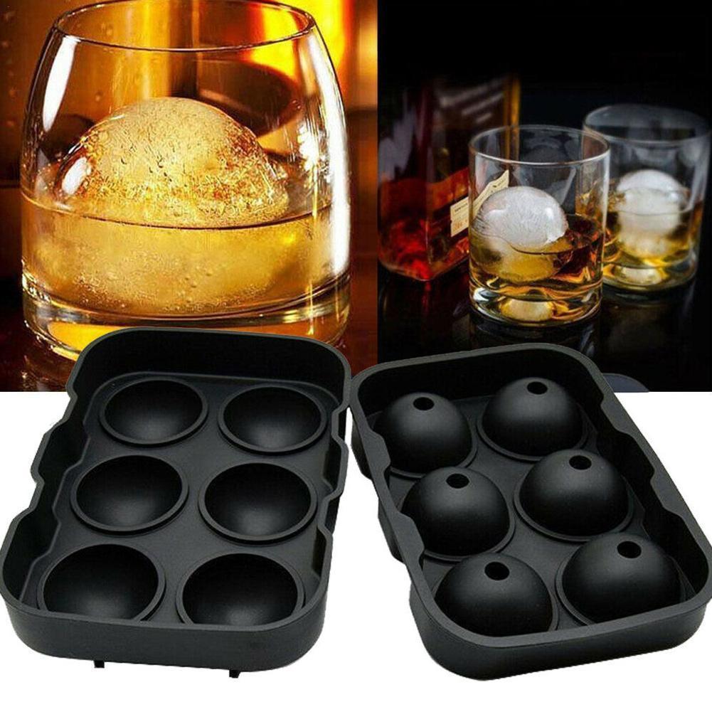 Large Ice Maker Silicone Ice Mold 6 Cell Sphere Ice Mold Ball Square Cube Whiskey Party Cocktail Ice Tray Accessories Bar A4N8