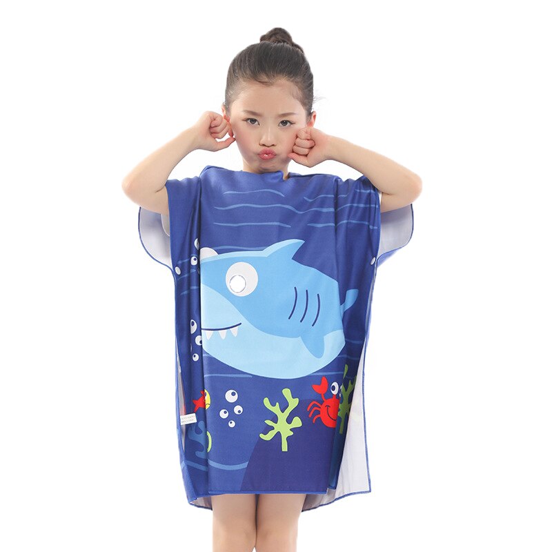 freundlicher Mit Kapuze Strand Schlecht Handtuch für ändern 2-7 Jahre Schwimmen Schwimmbad Vertuschung Poncho Kap Multi-verwenden für Schlecht Showe mikrofaser Schwimmbad Schwimmen: Hai 1