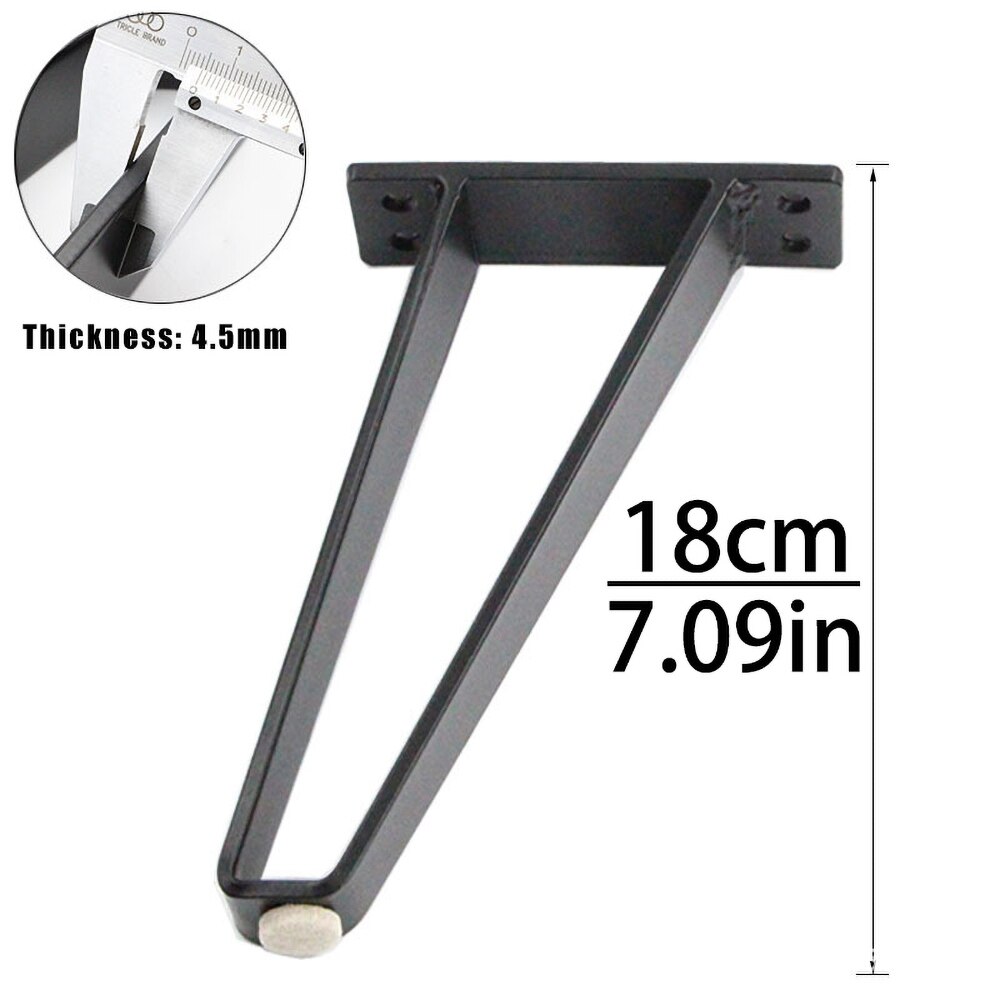 Onuobao 2PCS V Shaped Carbon Steel Furniture Legs Nordic Style Light Luxury Metal Bathroom Sofa Cabinet Table Bed Leg: Black-18cm-2pcs