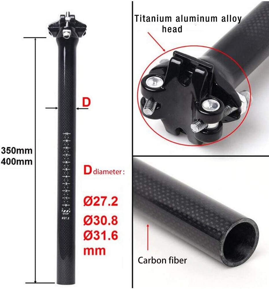 Kohlenstoff Fahrrad Sattelstütze Voll 3k Faser Superlight Titan MTB Rennrad Sitz Post Teile 27.2/31,6x350/400 MM