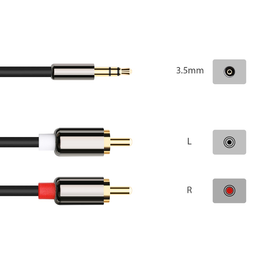 Jckel Rca Kabel 3.5 Mm Jack Naar 2 Rca Aux Audio Kabel 3.5 Mm Naar 2RCA Mannelijke Adapter Splitter Voor tv Box Apple Tv Luidsprekerkabel Cord