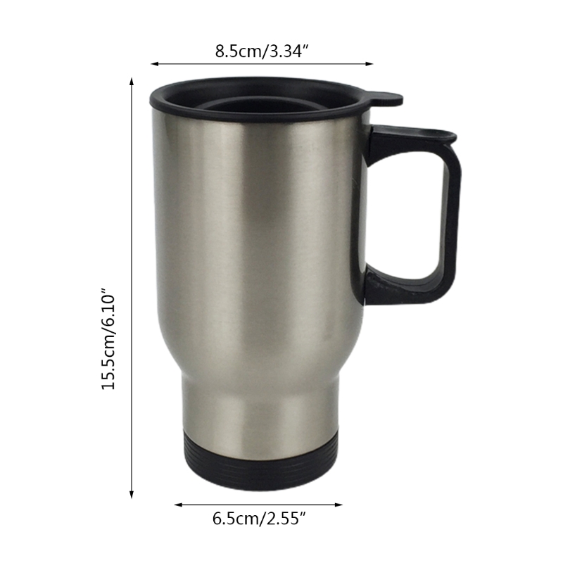 450ml Stainless Steel Silver Travel Blank Sublimation Mug Coffee Thermos Cup with Handle Lid for Heat Press Printing
