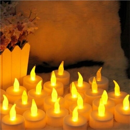 12 pcs Flickering Flameless LED Tea light Flicker Tea Candle Light Party Wedding Candels Safety Home Decoration
