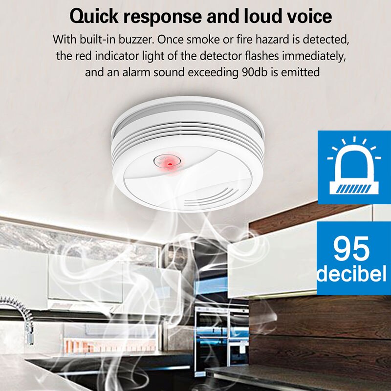 YUPA Tuya WIFI Fire Smoke Detector Security Alarm System For Garden Smoke House Home Office SmartLife APP Control Fire Alarm