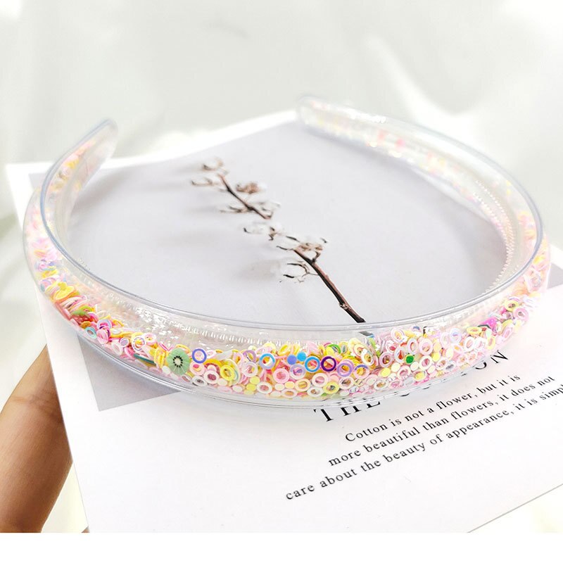 Serre-tête Transparent en forme de cœur de Fruit pour enfants, en résine, à paillettes, pour filles, accessoires pour cheveux: 8