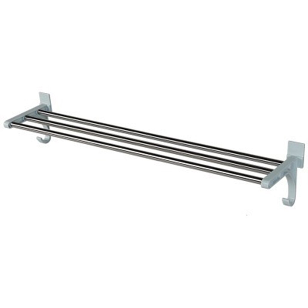 Bathroom Towel Racks Double Towel Rack Wall Mounted Space Aluminum Towel Shelf With Hooks Bath Rails Bars: Blue 