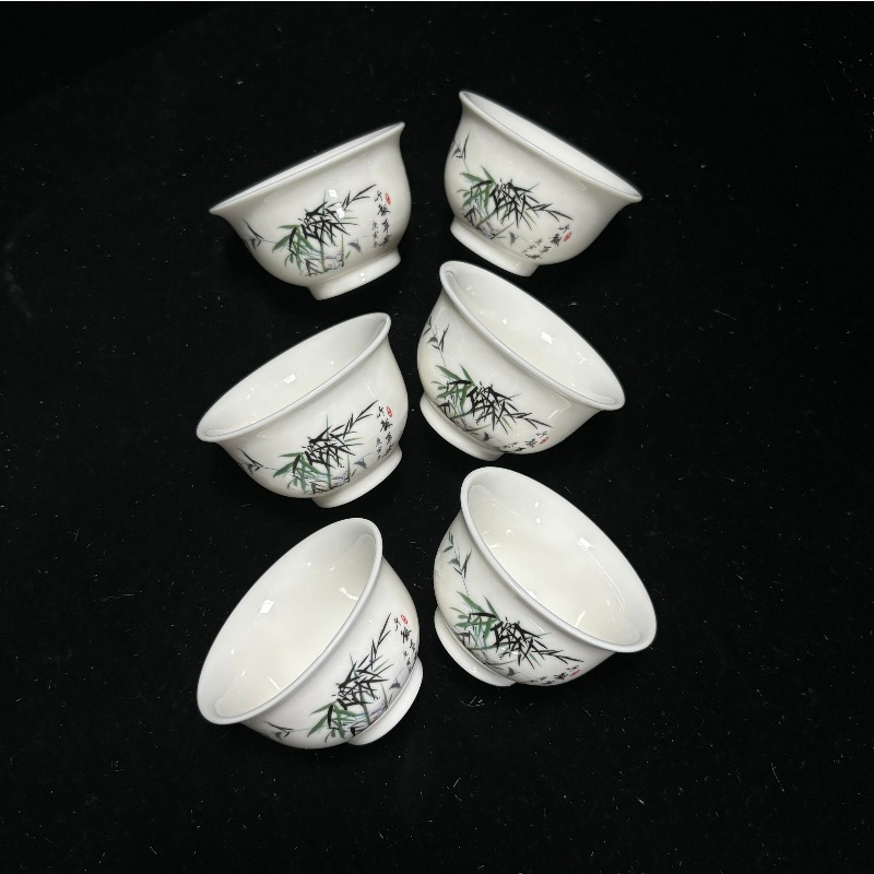 Juego de 6 unidades de taza de té con pintura de paisaje pintada a mano, taza maestra de Boutique hecha a mano, suministros de artículos de té chinos, accesorios para la ceremonia del té