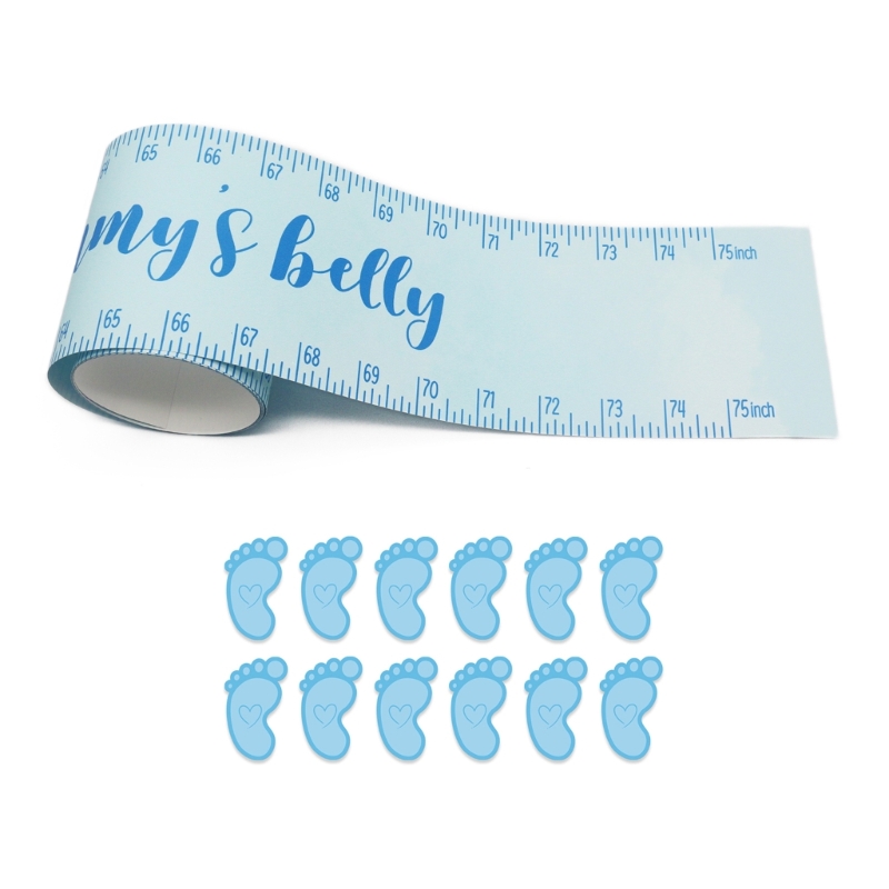 How Big is Mommy's Belly? Includes 1 Mommy's Belly Measuring Tape and 12 Stickers, Gender Neutral Fun Baby-Shower Game: Deep Sapphire