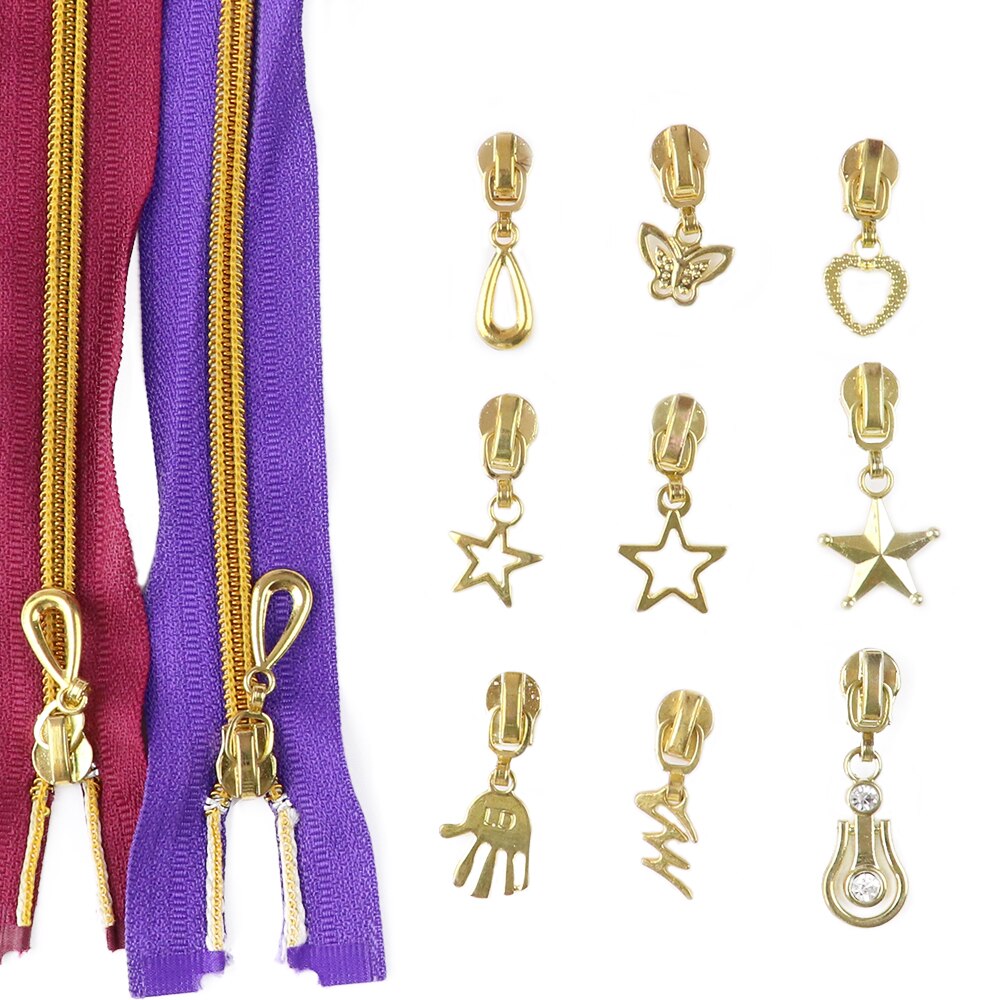 Cremalleras de Metal con cierre automático para ropa, accesorios de costura, 6 piezas, 5 #
