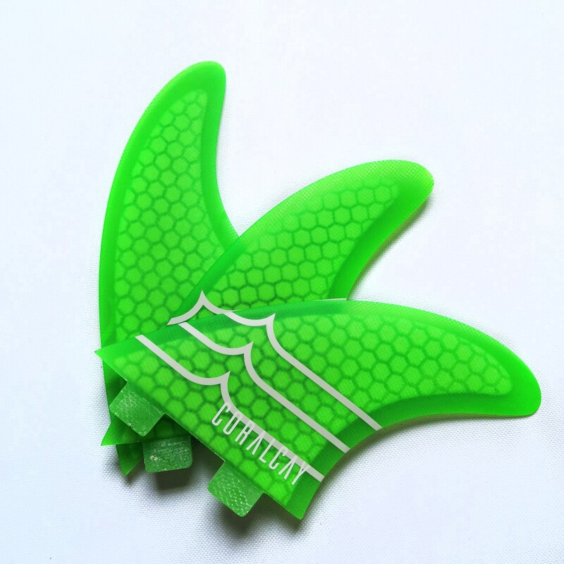 Aletas para tabla de Surf Coral-cay FCS, Tri Truster, amarillo, rojo, verde, fibra de vidrio, kitesurf, quillas FCS de windsurf
