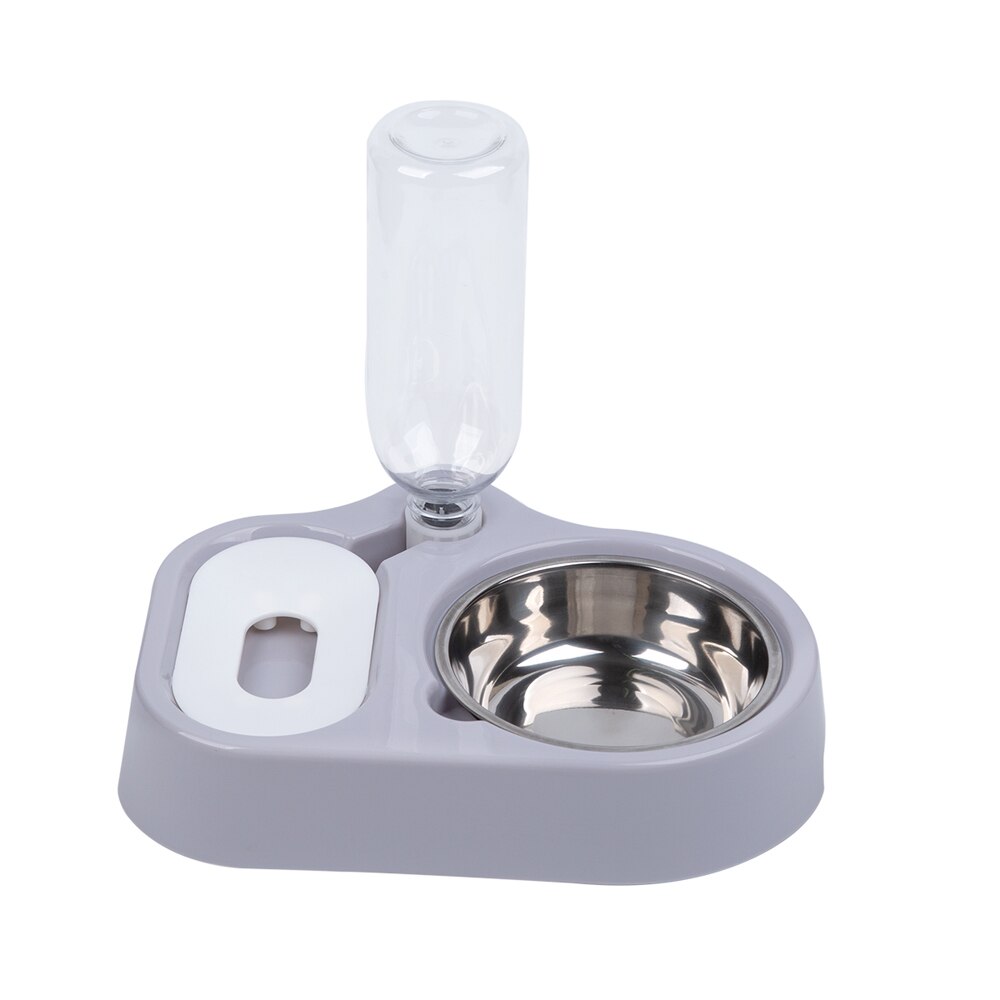 Cat Food Bowl Pet Bowls Automatic Feeder Drinking Bowl Dispenser Cat Dog Kitten Container Feeding Pet Supplies Container Feeding: grey